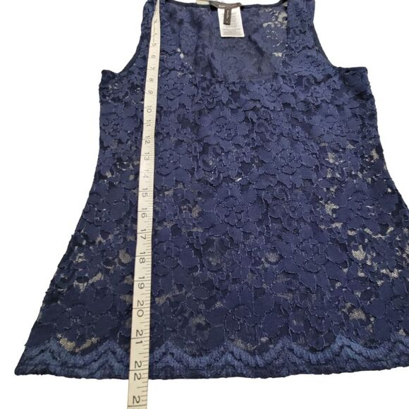 BCBGMAXAZRIA  Irini Navy Blue Lace Tank Top Shirt Sleeveless Small - Picture 8 of 9